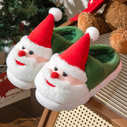 Christmas Santa Slippers Cozy Plush Winter Indoor Shoes