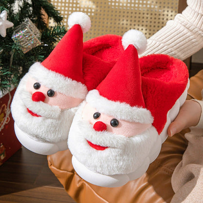 Christmas Santa Slippers Cozy Plush Winter Indoor Shoes