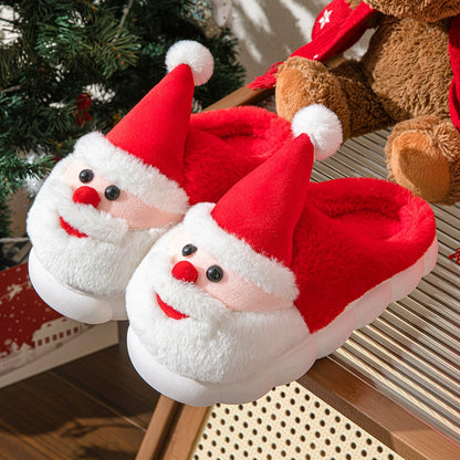 Christmas Santa Slippers Cozy Plush Winter Indoor Shoes