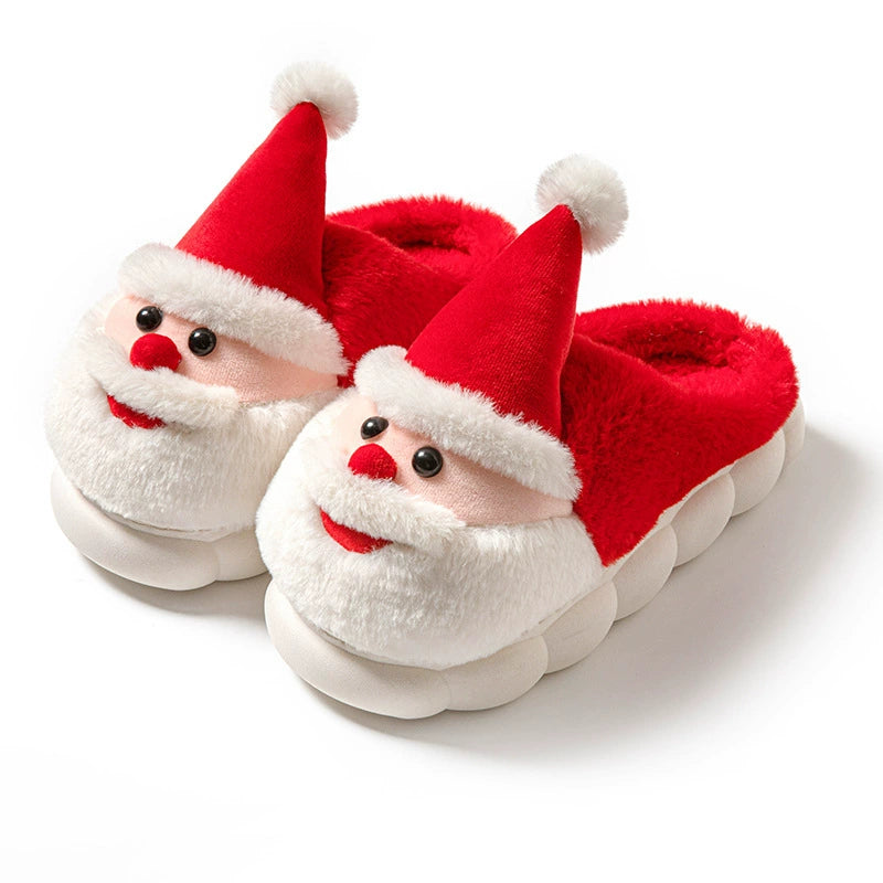 Christmas Santa Slippers Cozy Plush Winter Indoor Shoes