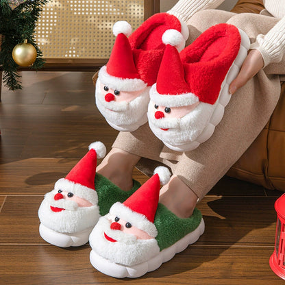 Christmas Santa Slippers Cozy Plush Winter Indoor Shoes