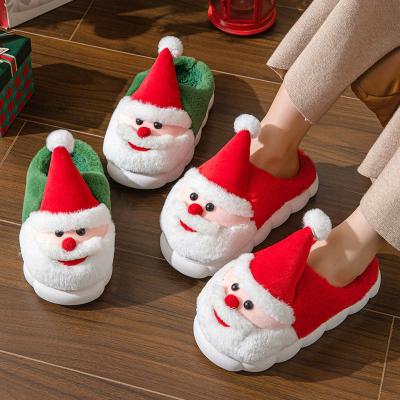 Christmas Santa Slippers Cozy Plush Winter Indoor Shoes